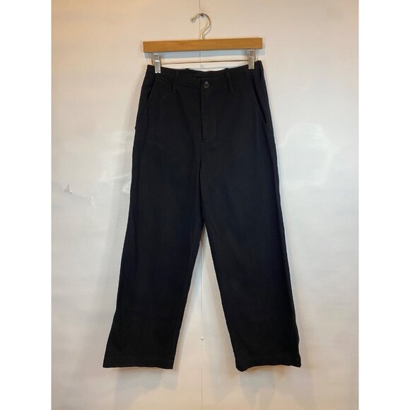 Monroe Women's Wide Leg Chino Pant Black Crop Ankle Length Size XS NWT $188 - Picture 3 of 10